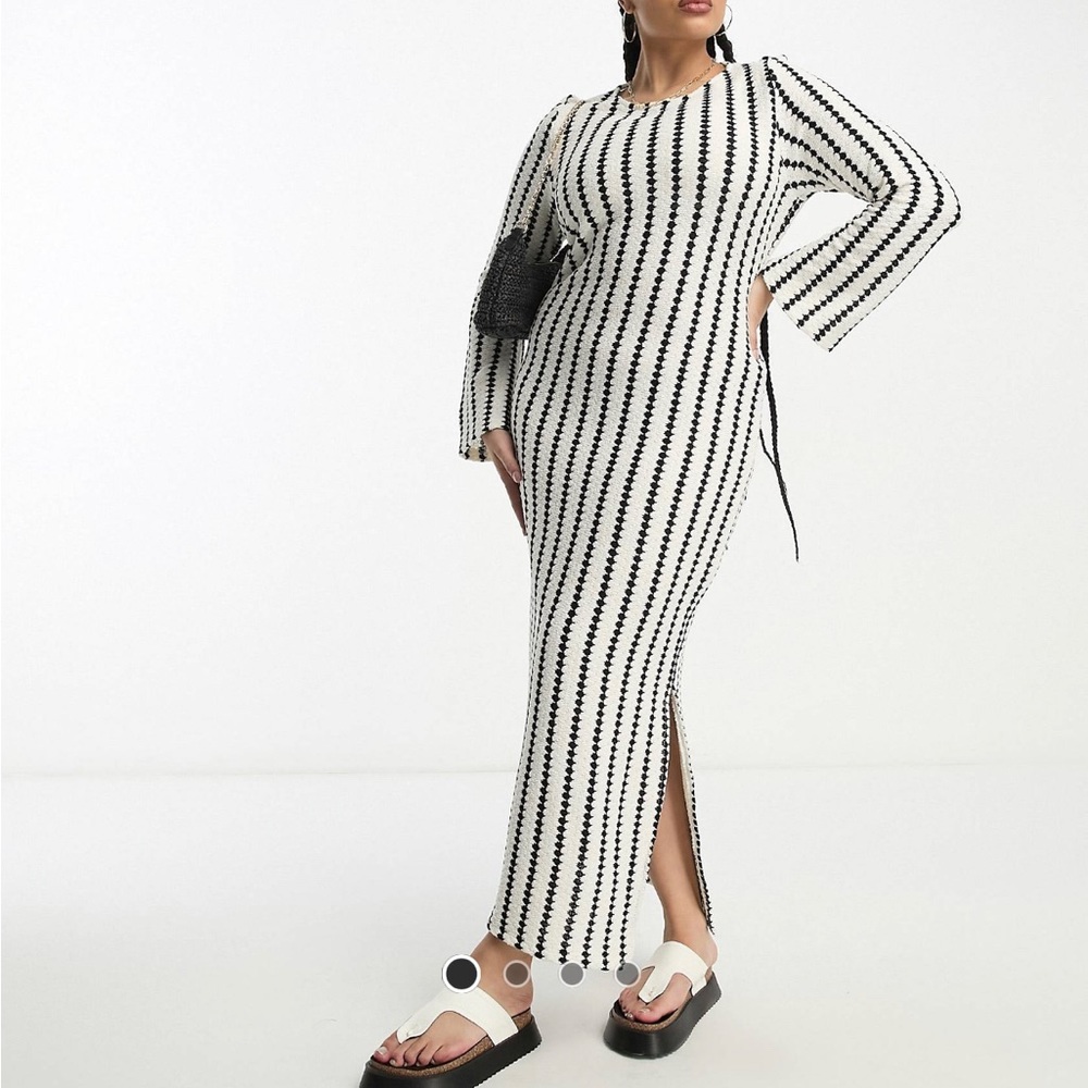 White & black woven maxi dress by river island